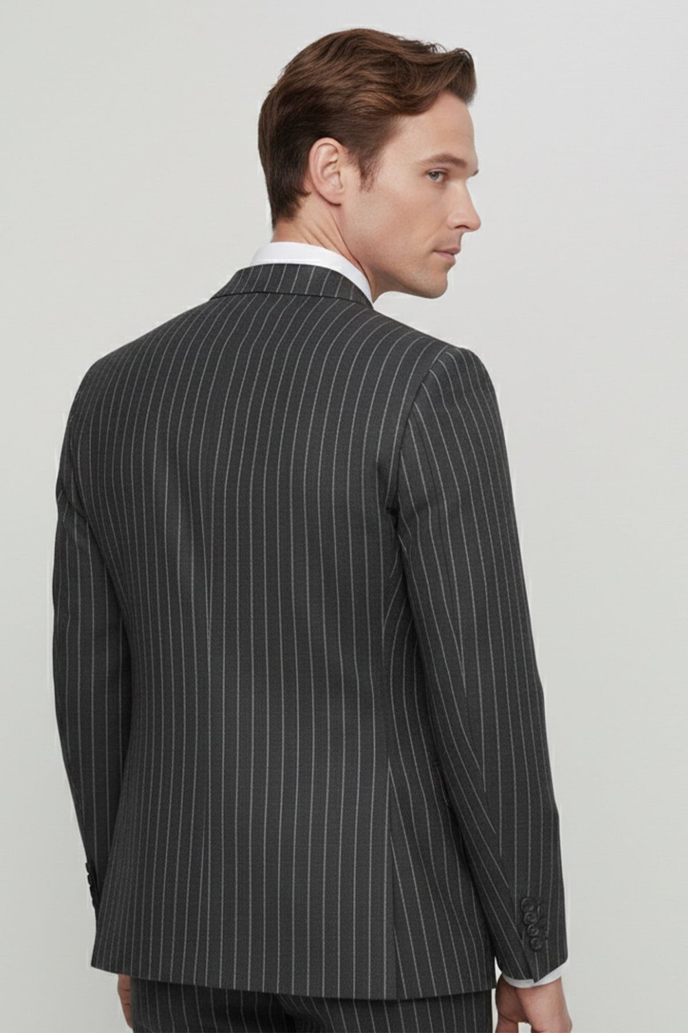 Giotelli Erkek Siyah Dar Kesim Slim Fit Pamuklu Dokuma Normal Bel 6 Drop Yelekli Klasik Takım Elbise