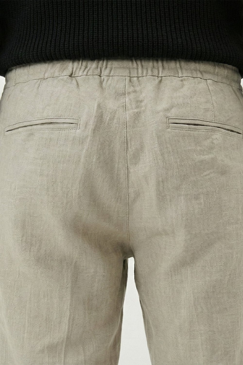 Giotelli Erkek Taş Normal Kesim Regular Fit %100 Keten Dokuma Lastikli Bel Pantolon