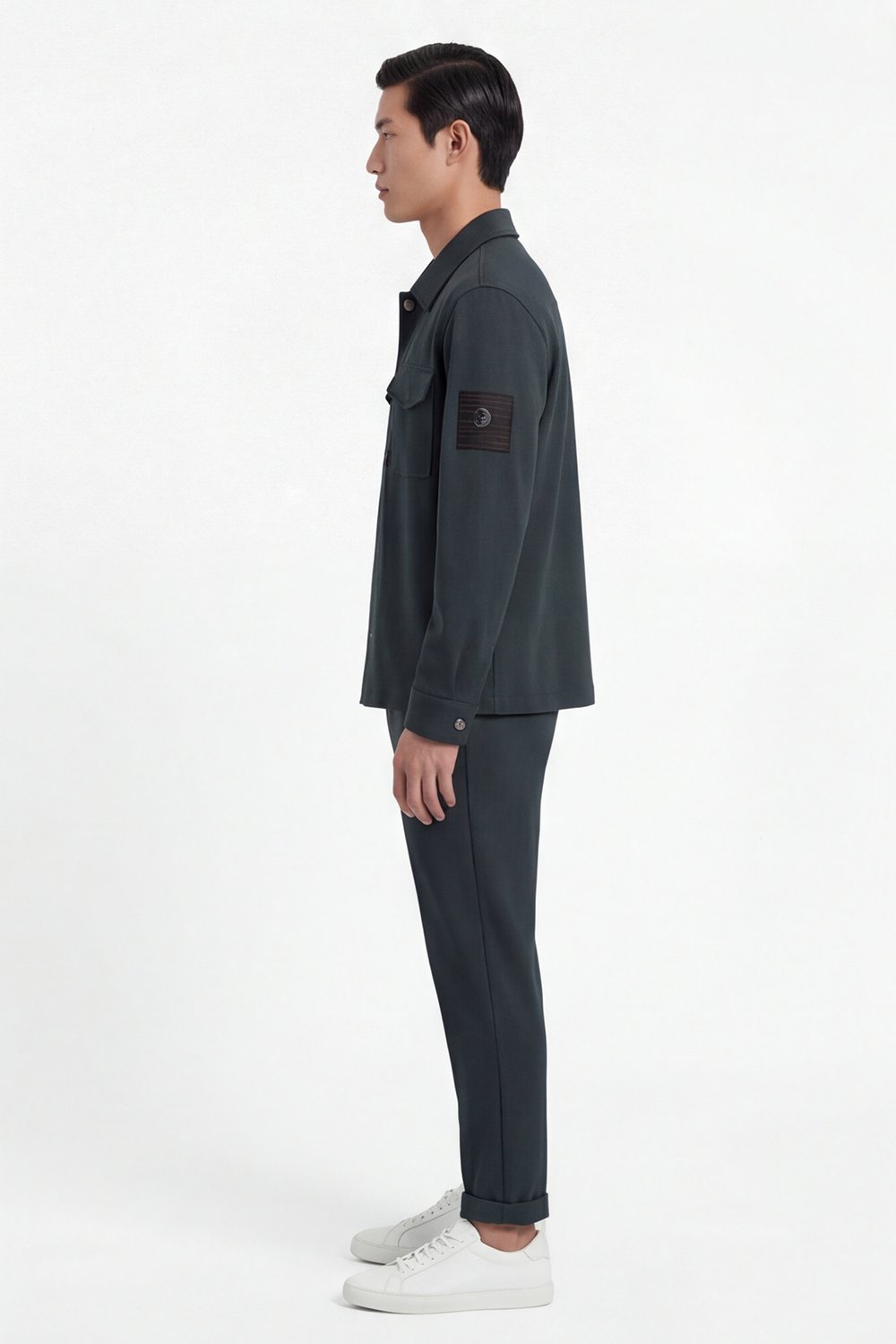 Giotelli Erkek Yeşil Dar Kesim Slim Fit Viskon Dokuma Bomber Ceketli Takım