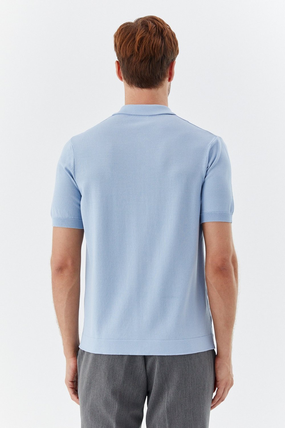Açık Mavi Reglan Polo Yaka Triko Gömlek