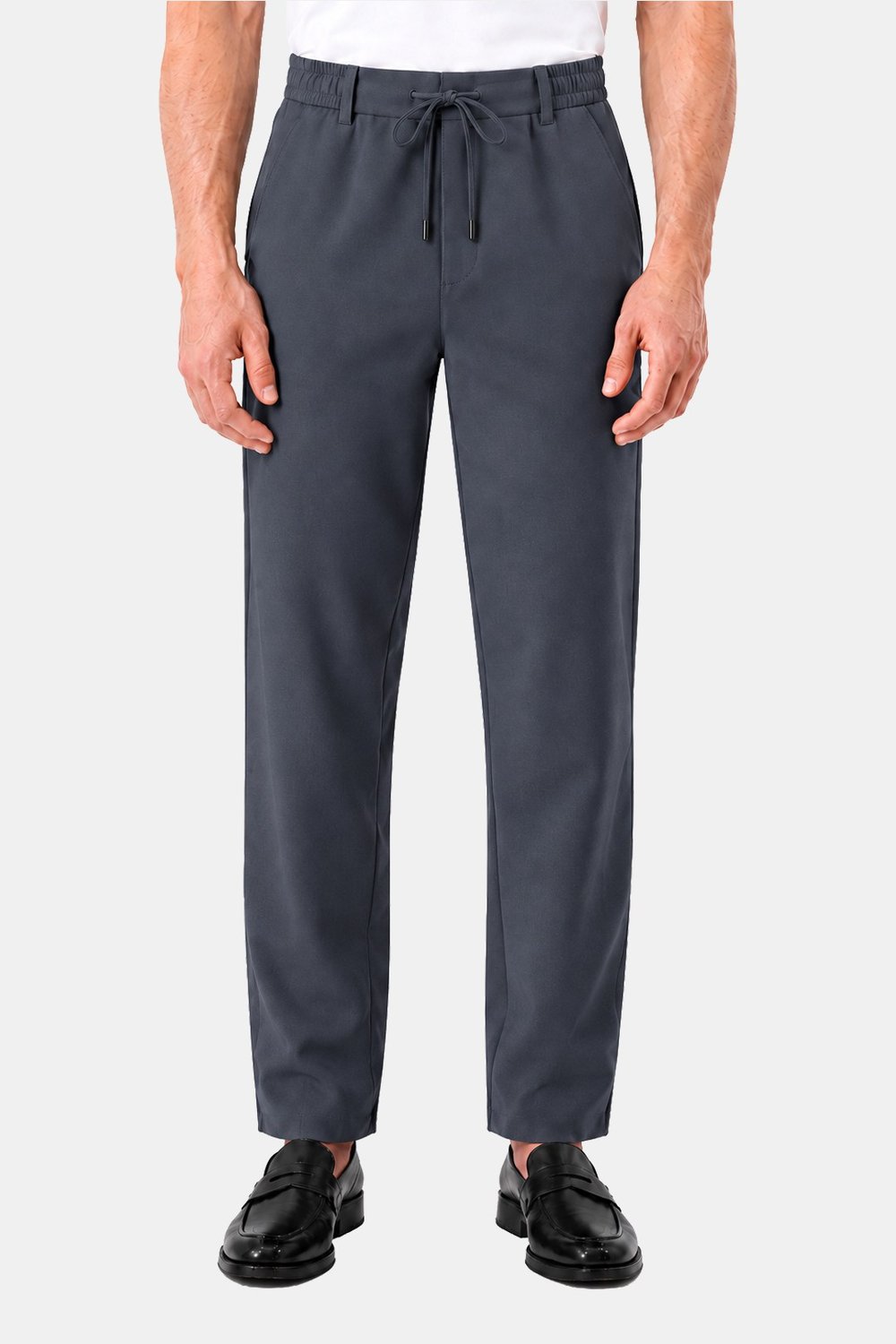 Antrasit Dokulu Arka Lastikli Köprü Kemerli Bağcıklı Slim Fit Jogger Pantolon - Sabri Özel