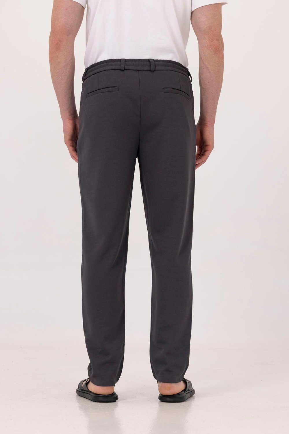 Antrasit Dokulu Arka Lastikli Köprü Kemerli Bağcıklı Slim Fit Jogger Pantolon