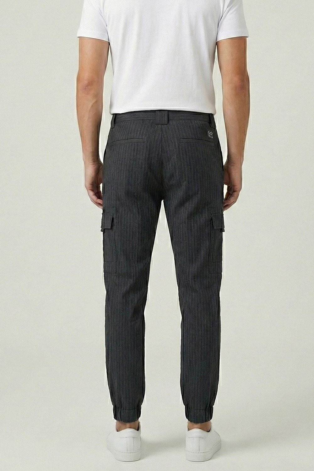 Giotelli Erkek Antrasit Regular Fit Normal Kesim Dokuma Kumaş Lastikli Paça Kargo Detaylı Jogger Pantolon