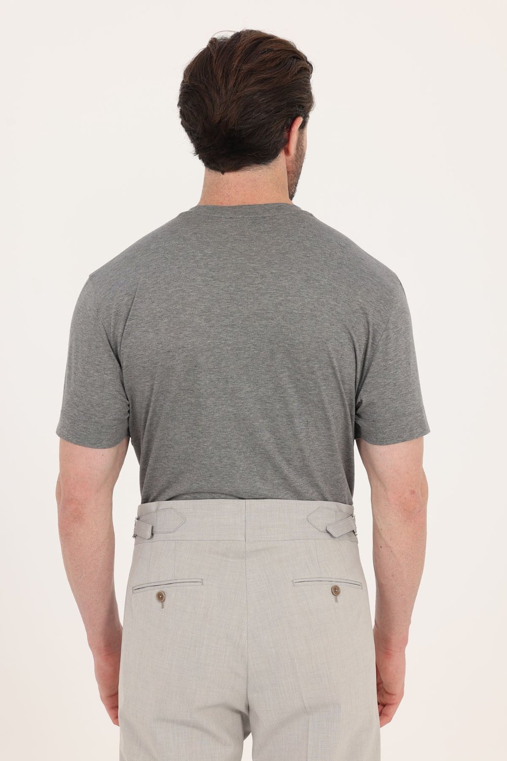 Antrasit Melanj %100 Pamuk Regular Fit Bisiklet Yaka Basic T-shirt