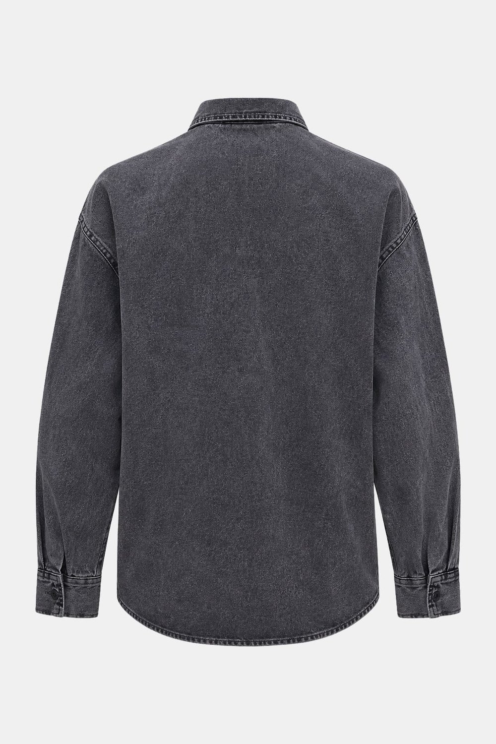 Antrasit Regular Fit Pamuk Cepli Uzun Kollu Denim Ceket Gömlek