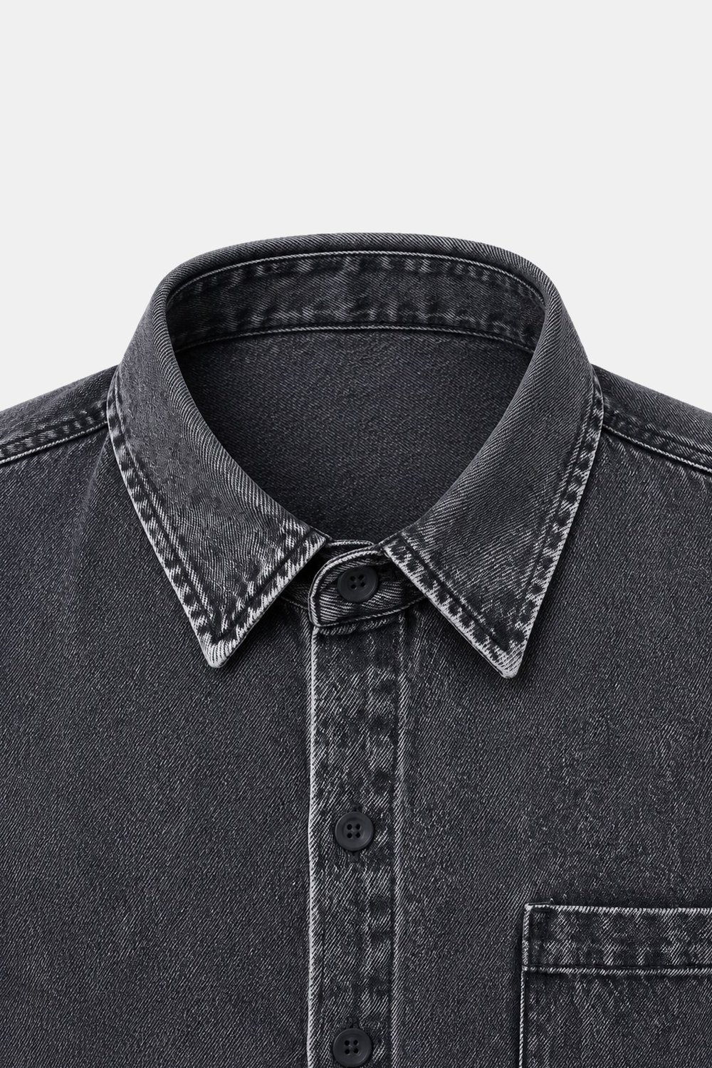 Antrasit Regular Fit Pamuk Cepli Uzun Kollu Denim Ceket Gömlek