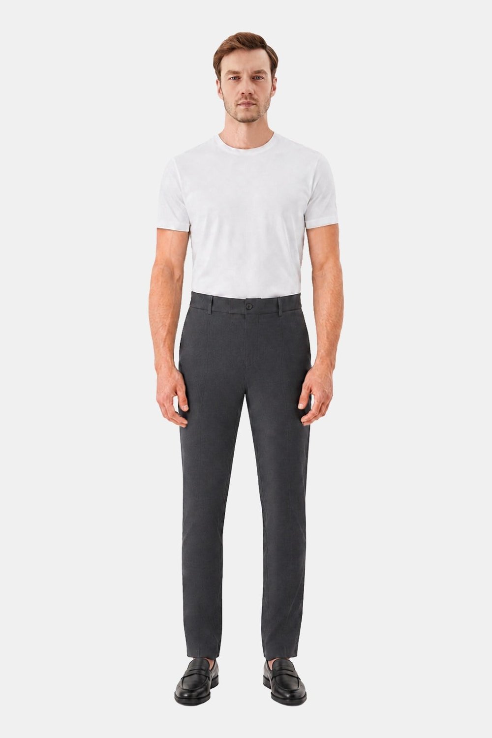 Antrasit Yanı Lastikli Köprülü Kemerli Slim Fit Jogger Pantolon