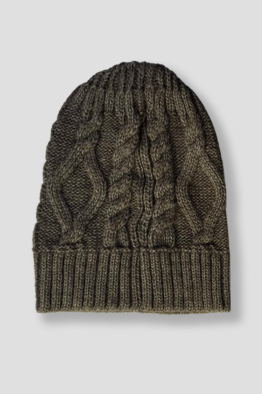 Erkek Haki Saç Örgü Örme %100 Akrilik Atkı Bere Takımı