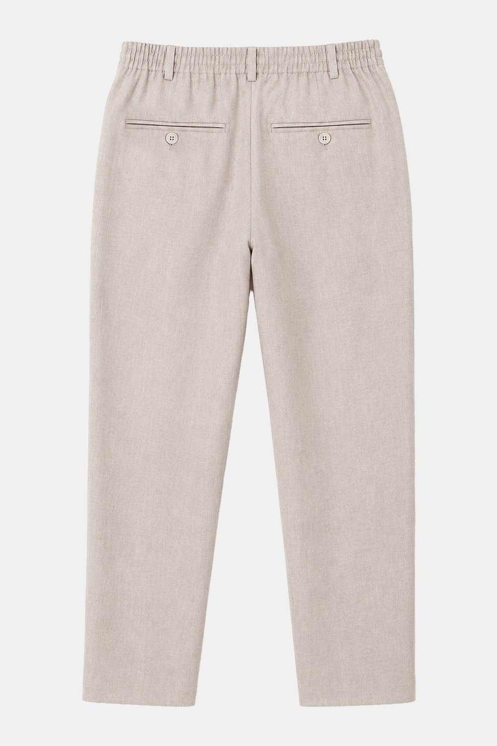 Bej Keten Görünümlü Arka Lastikli Köprü Kemerli Bağcıklı Regular Fit Jogger Pantolon