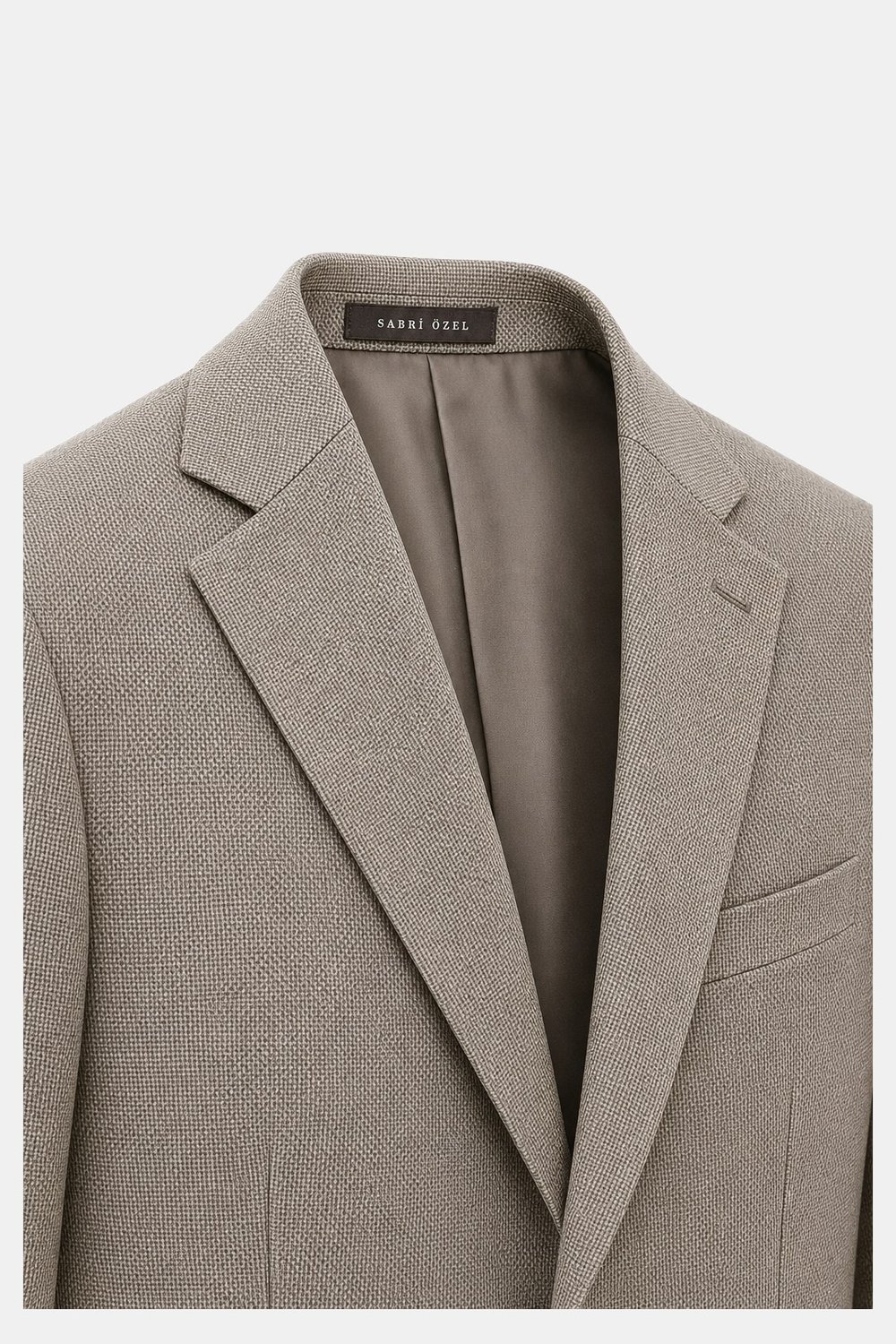 Bej Slim Fit Normal Bel 6 Drop Mono Yaka Takım Elbise