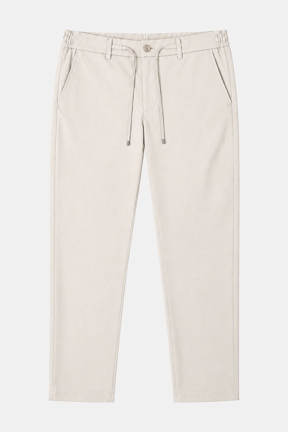Bej Dokulu Arka Lastikli Köprü Kemerli Bağcıklı Slim Fit Jogger Pantolon