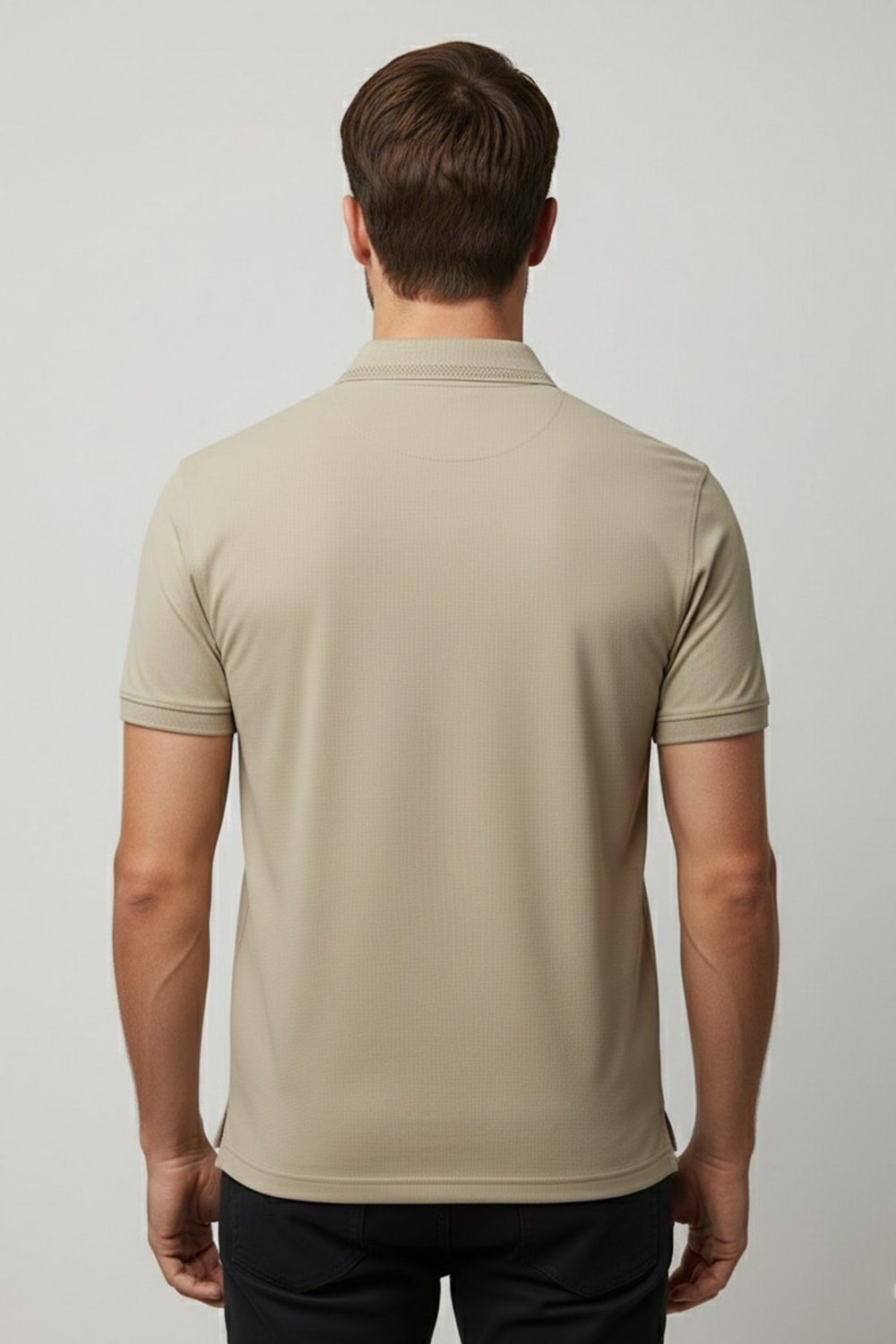 Bej %100 Pamuk Cepli Polo Yaka T-shirt