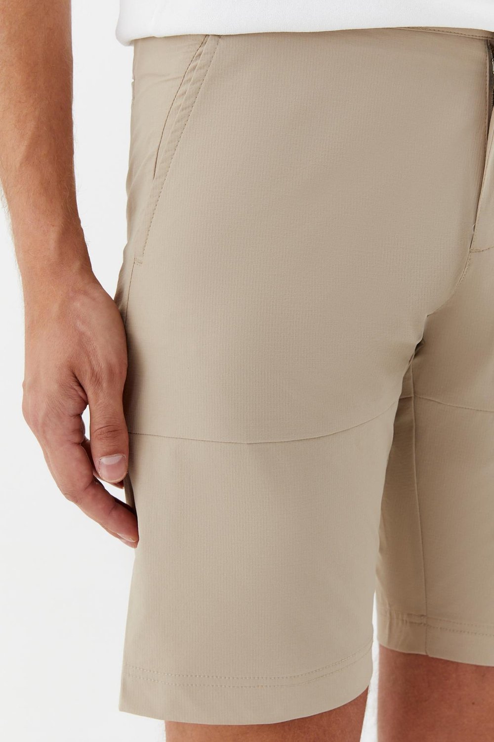 Erkek Bej Normal Kesim Regular Fit Pamuklu Yan Cep Normal Bel Bermuda Şort