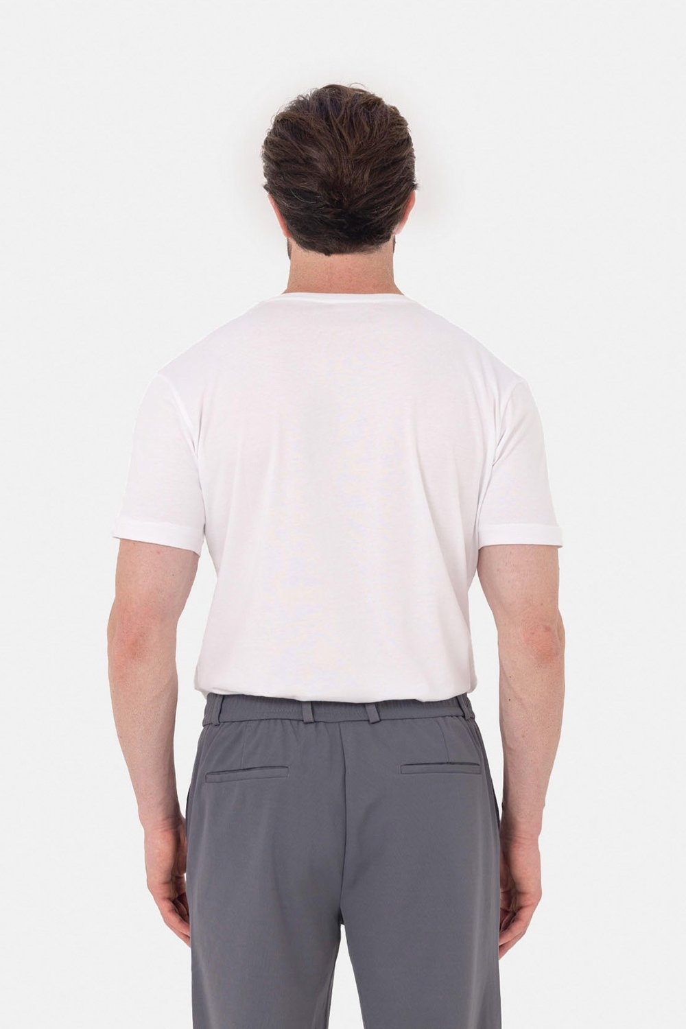 Beyaz %100 Pamuk Bisiklet Yaka Düz Renk Basic T-Shirt
