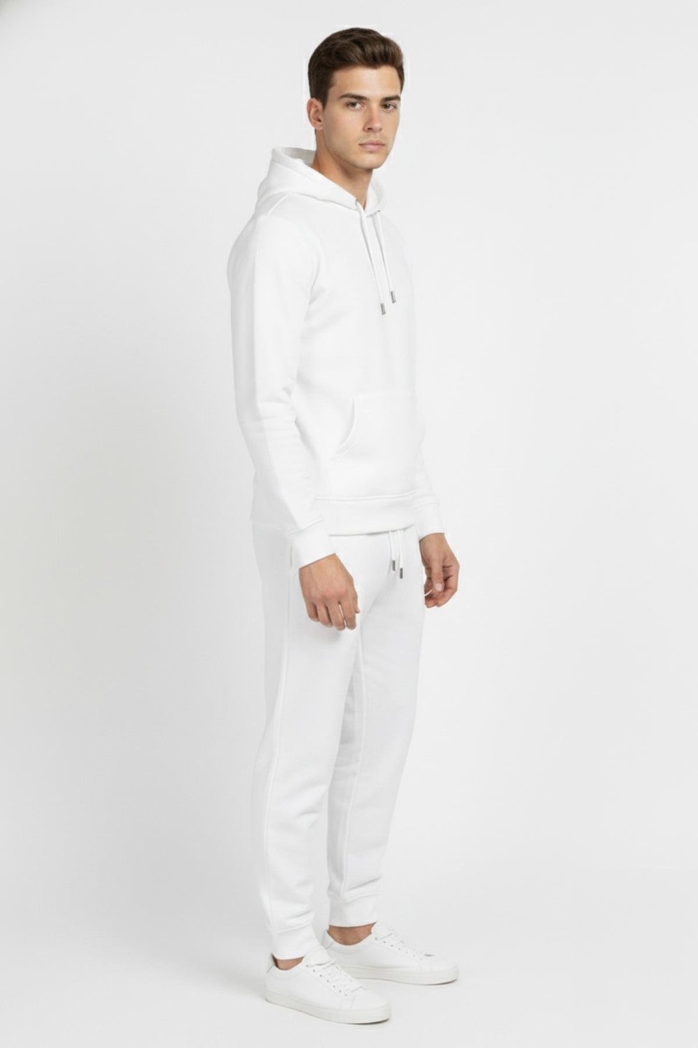 Giotelli Beyaz Regular Fit Pamuklu Kapüşonlu Eşofman Takımı