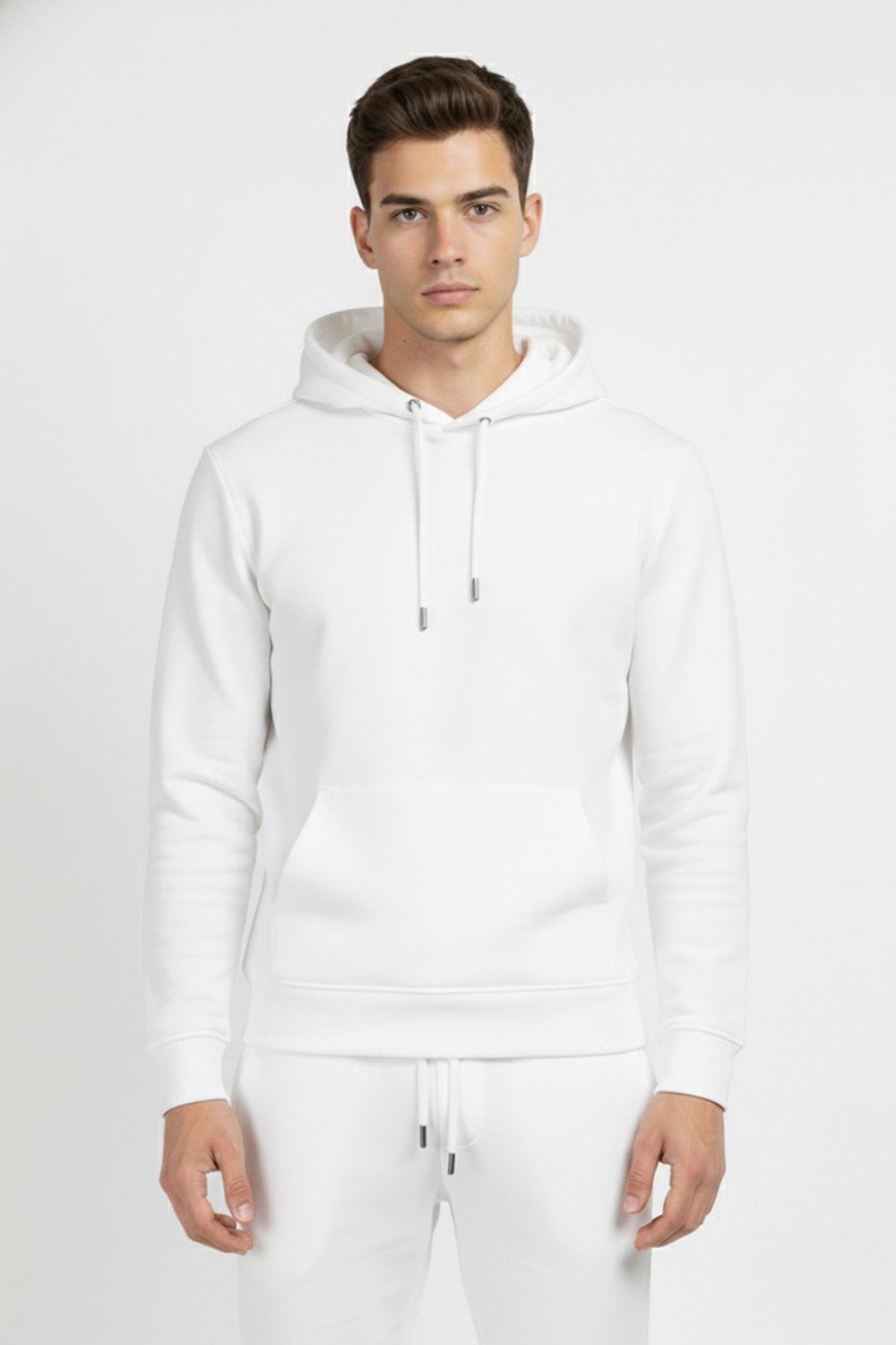 Giotelli Beyaz Regular Fit Pamuklu Kapüşonlu Eşofman Takımı