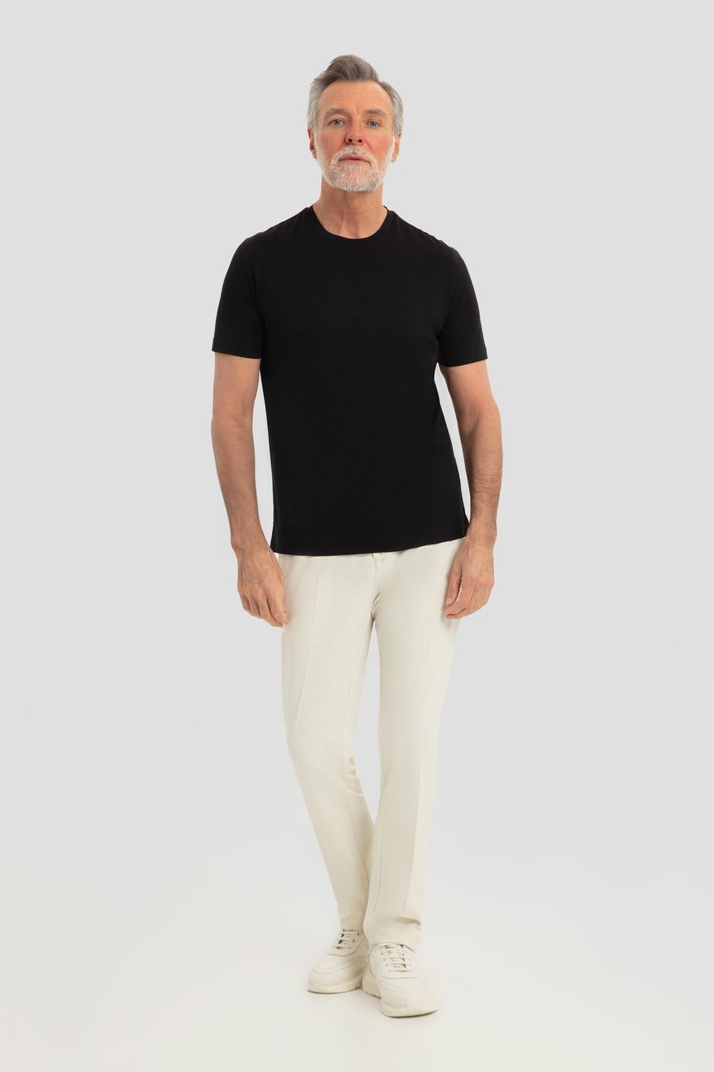 Erkek Siyah Dar Kesim Slim Fit %100 Pamuk Bisiklet Yaka Tişört