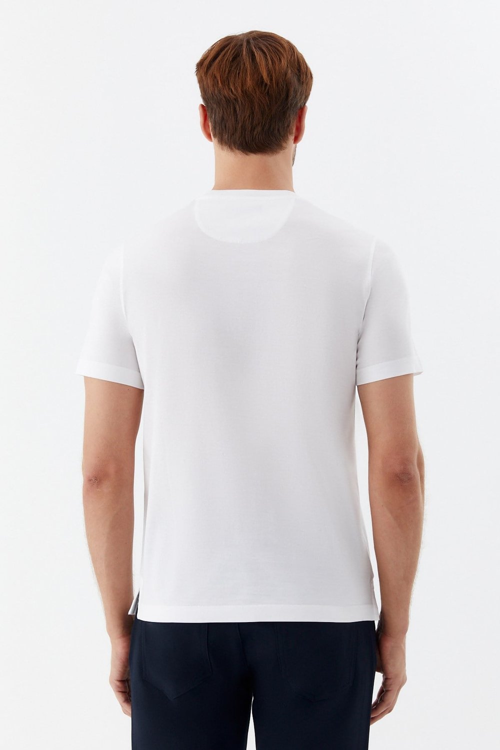 Beyaz %100 Pamuk Regular Fit Bisiklet Yaka Basic T-shirt