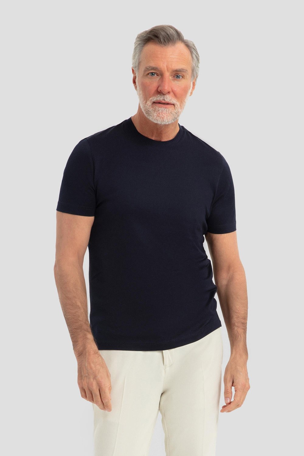 Erkek Lacivert Dar Kesim Slim Fit %100 Pamuk Bisiklet Yaka Tişört