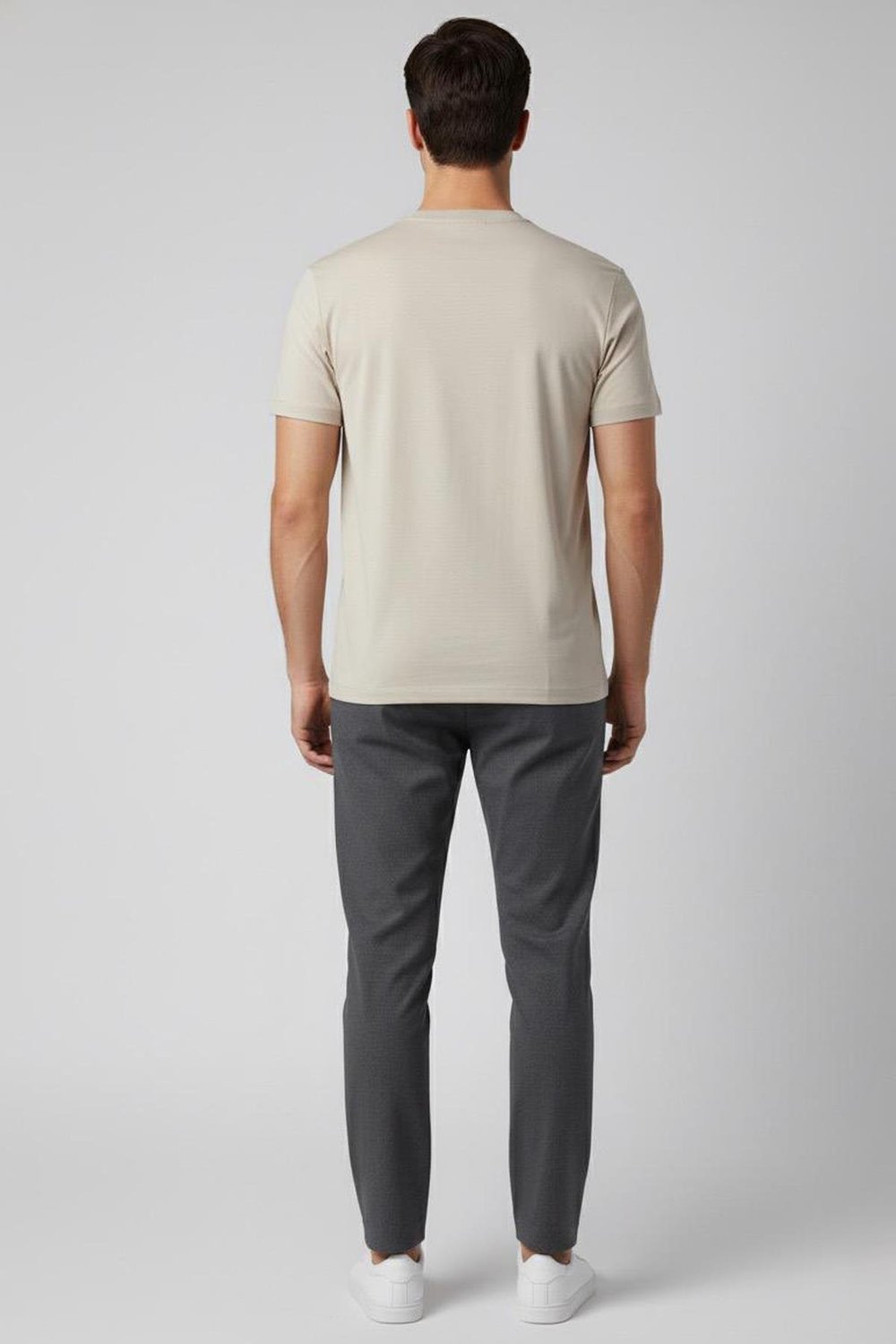 Giotelli Bej Regular Fit %100 Pamuk Bisiklet Yaka Erkek Tişört