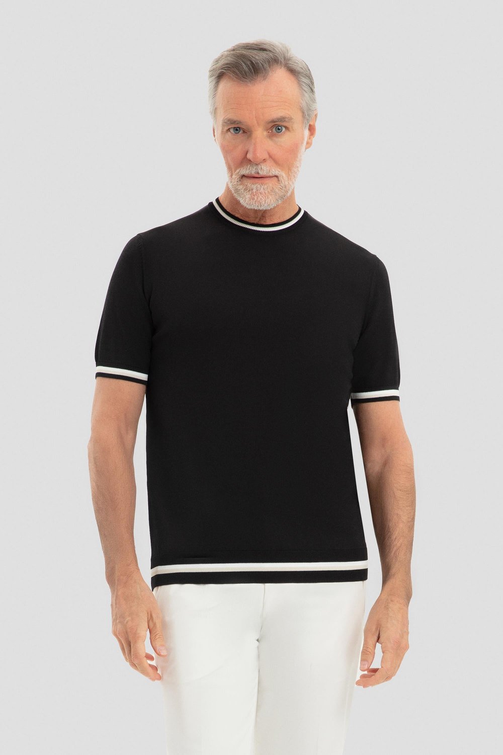 Bisiklet Yaka Triko Erkek T-Shirt Siyah