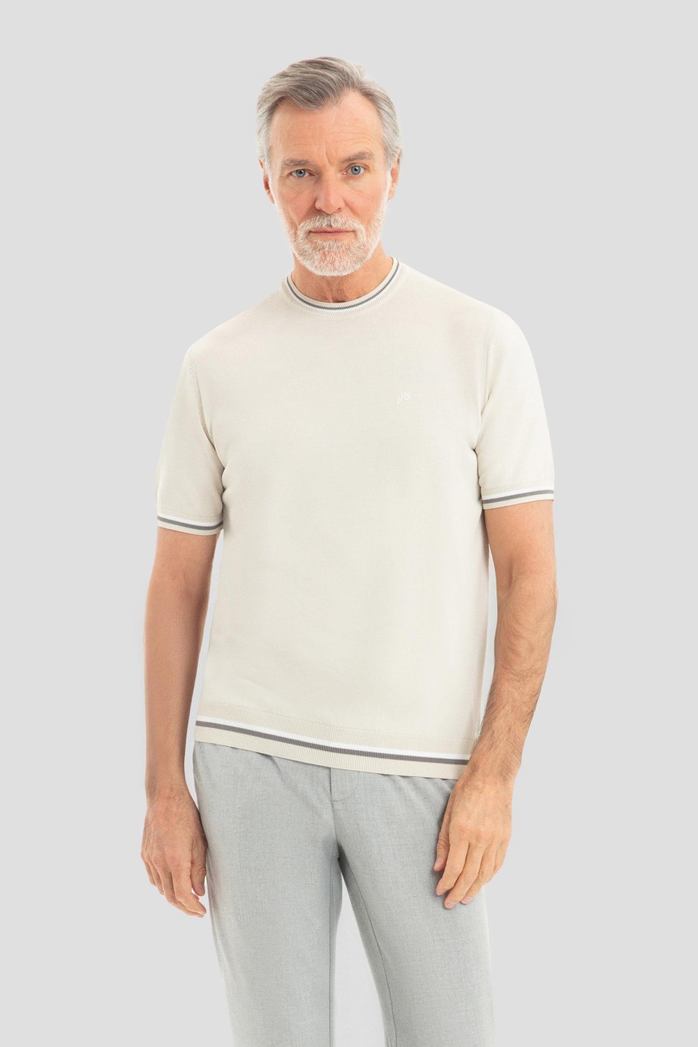 Bej Regular Fit Bisiklet Yaka Triko Erkek T-Shirt