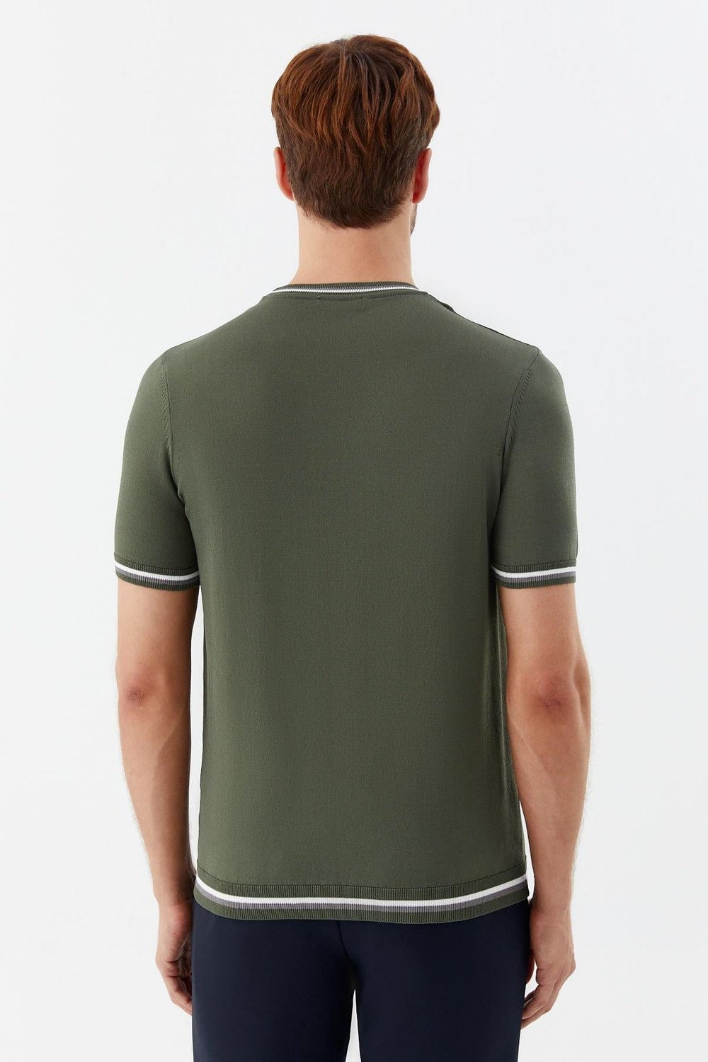 Bisiklet Yaka Triko Erkek T-Shirt Yeşil