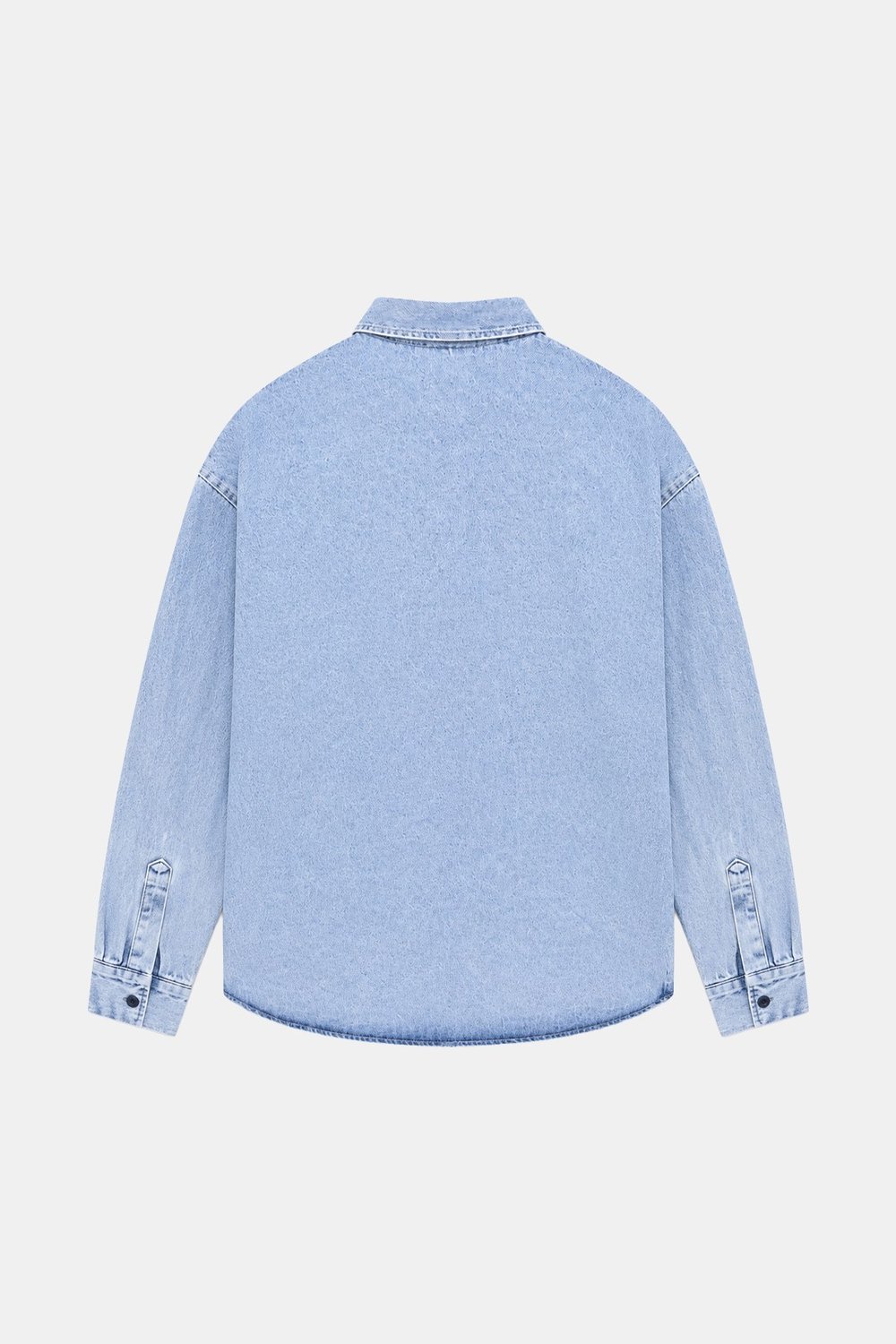 Buz Mavisi Regular Fit Pamuk Cepli Uzun Kollu Denim Ceket Gömlek