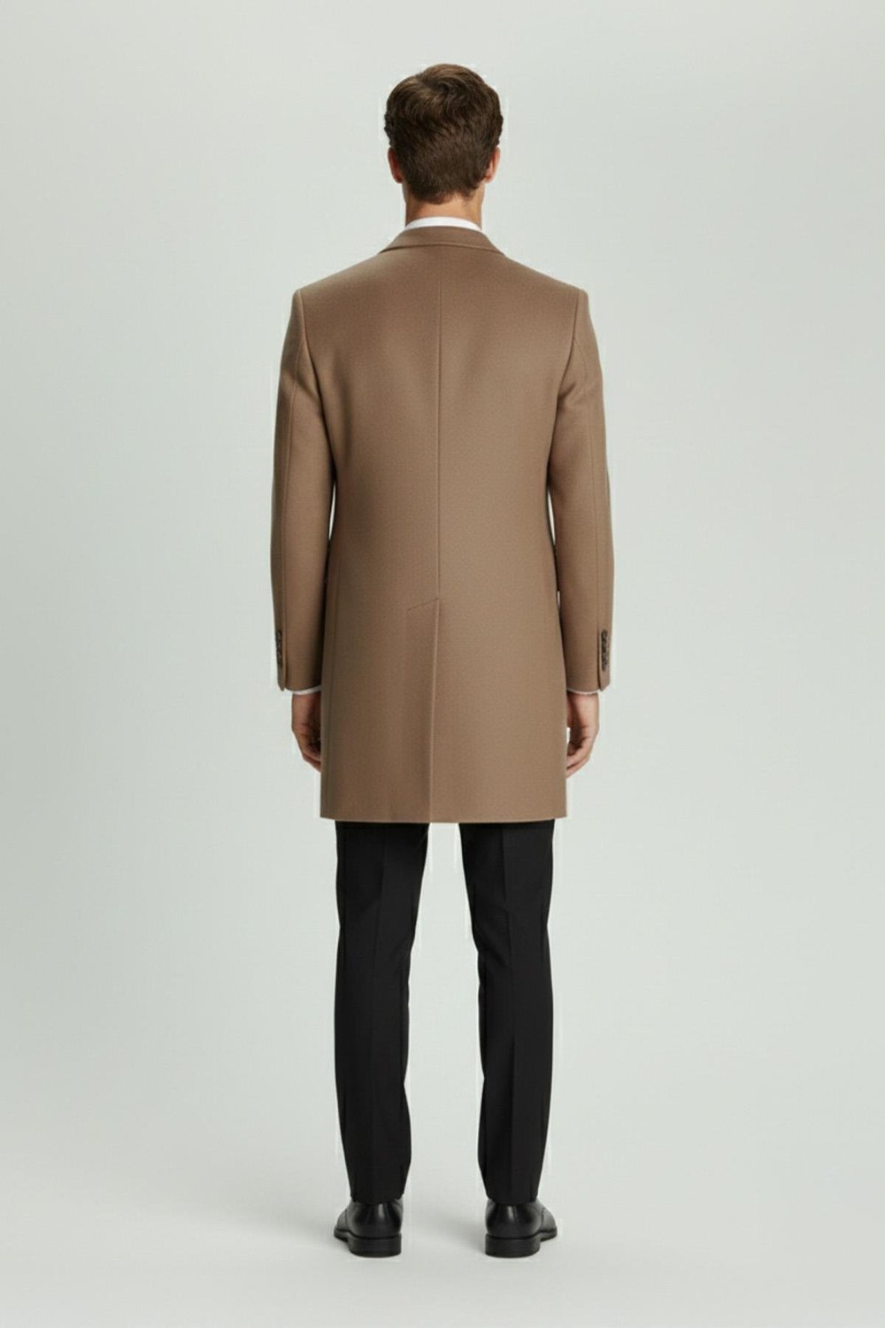 Giotelli Camel Regular Fit Yün Karışımlı Ceket Yaka Orta Boy Erkek Palto