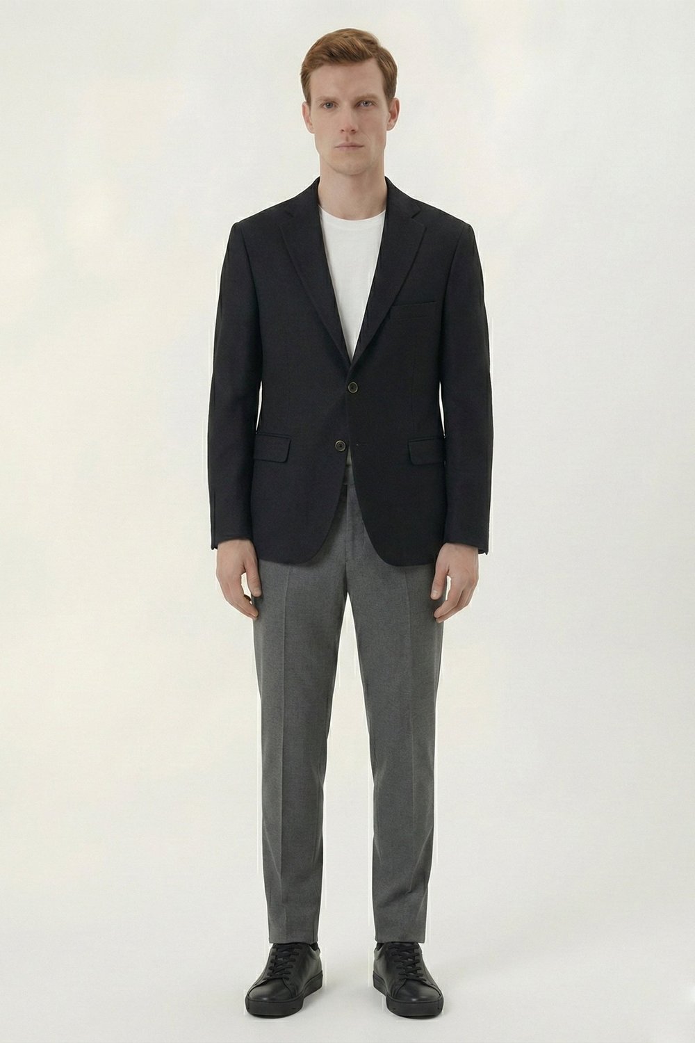 Erkek Siyah Regular Fit Mono Yaka Ceket