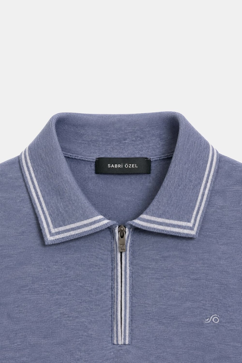 Çelik %100 Pamuk Fermuarlı Polo Yaka Triko T-Shirt
