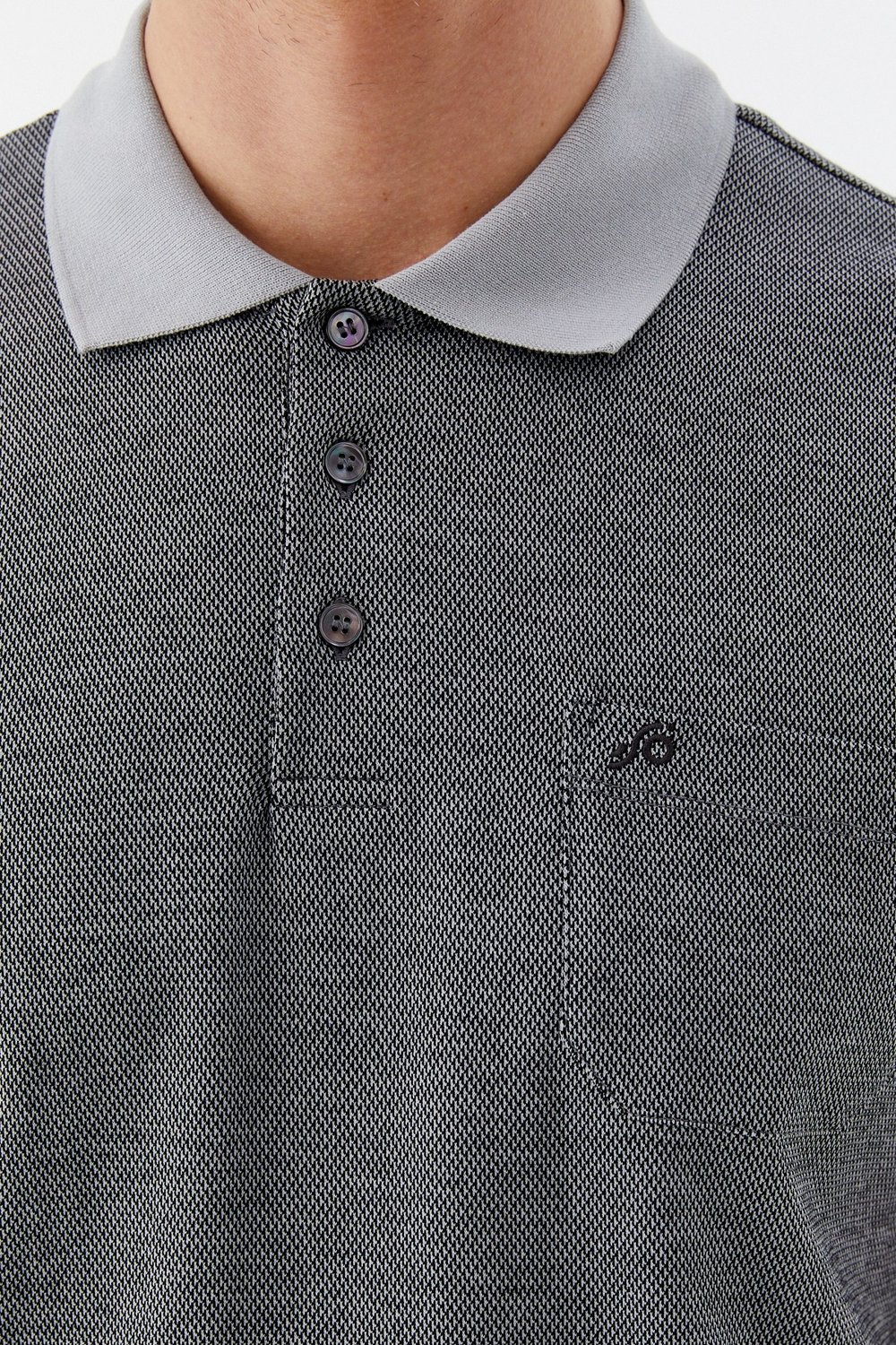 Siyah %100 Pamuk Regular Fit Jakar Desenli Cepli Polo Yaka T-shirt