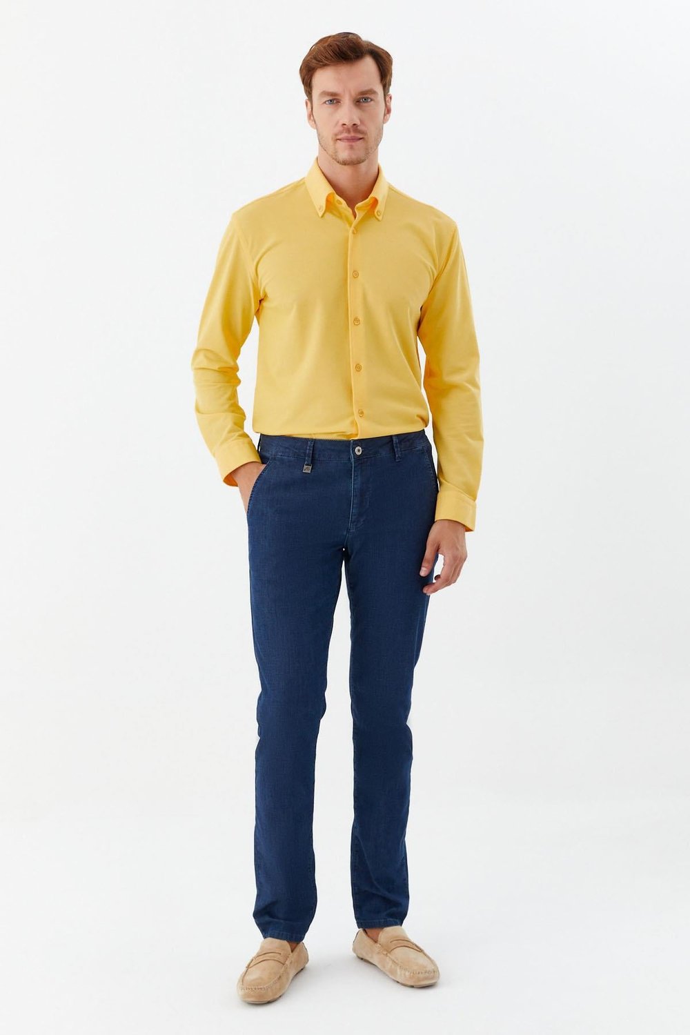 Chino Erkek Denim Mavi