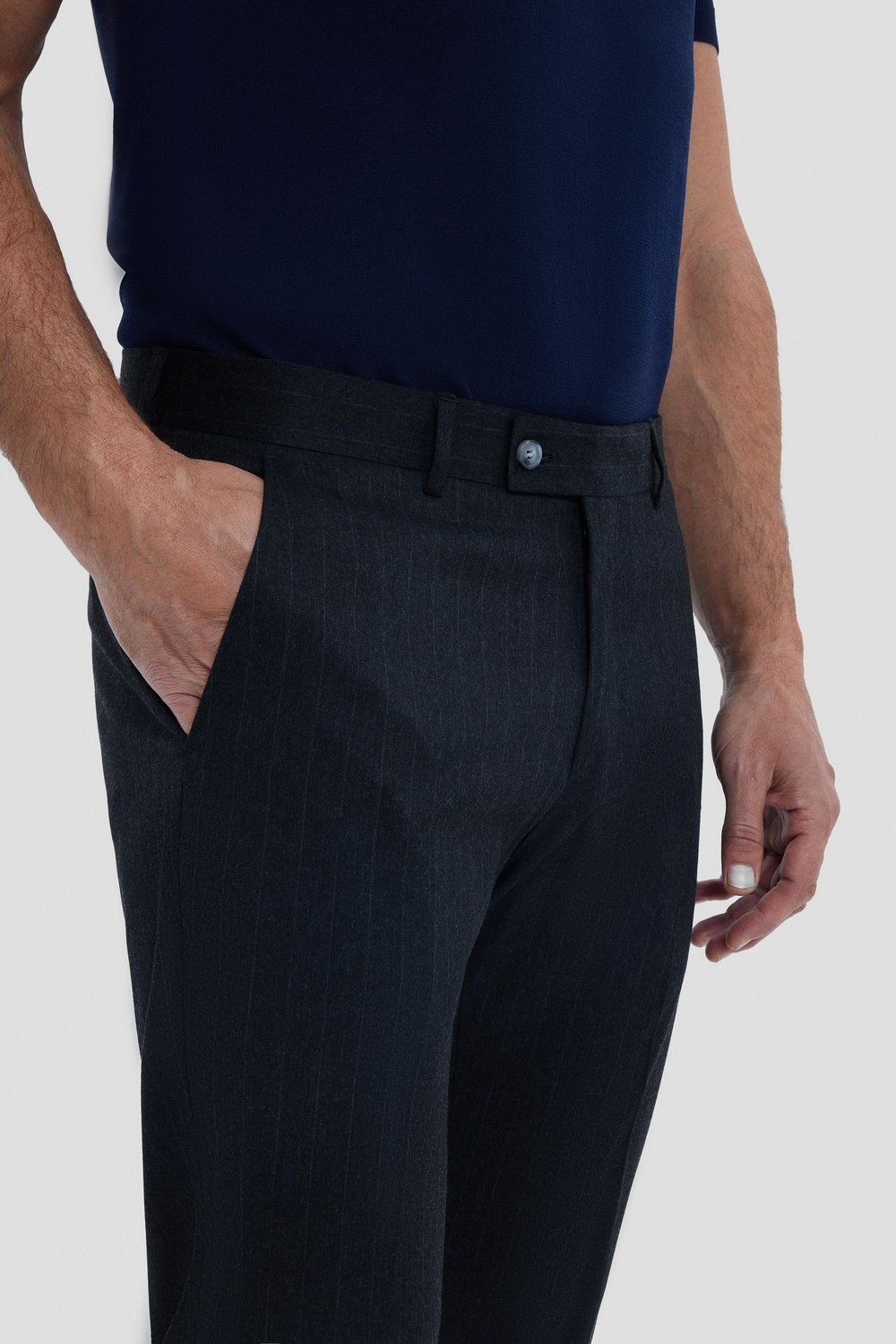 Çizgili Chino Erkek Pantolon Antrasit