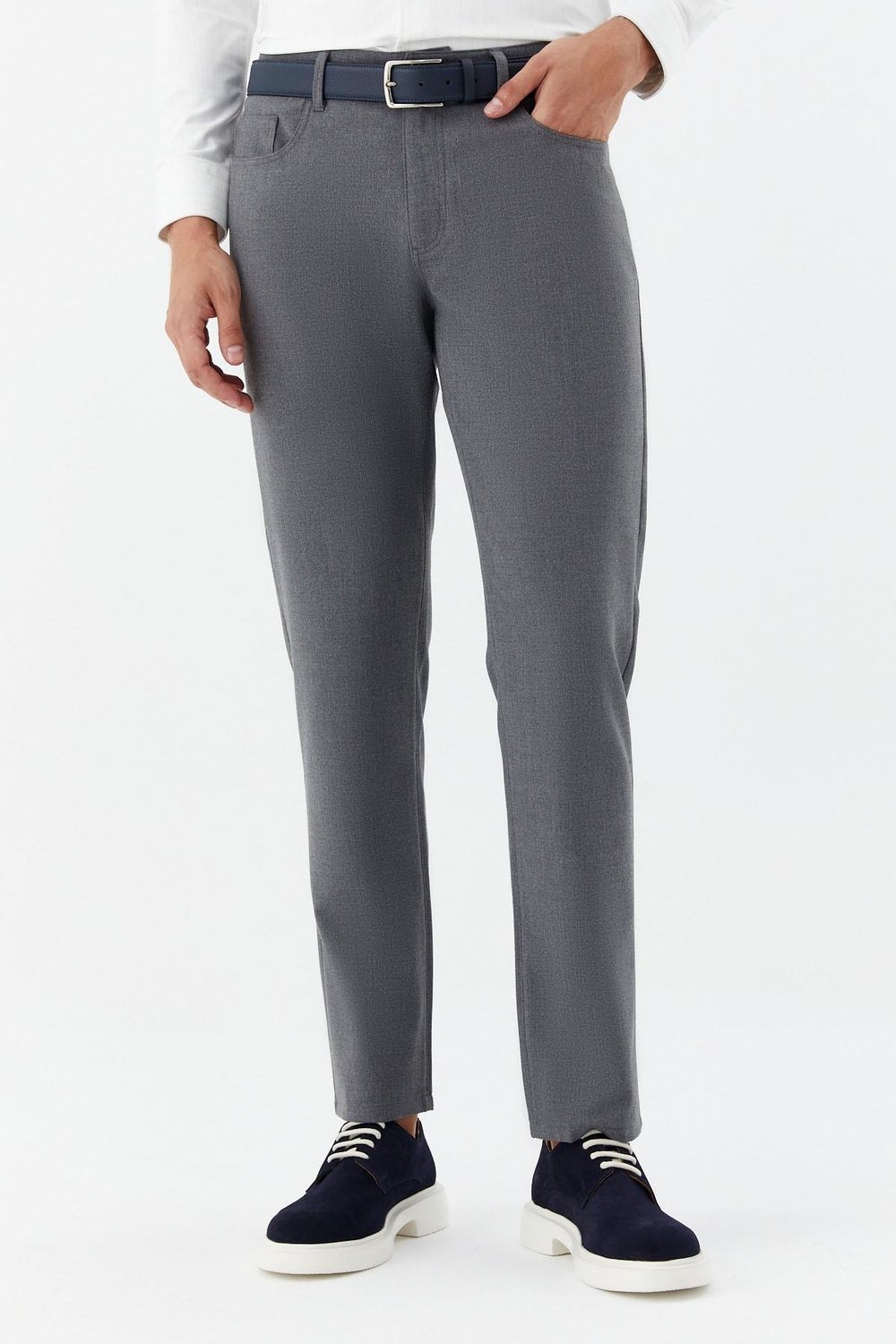 Gri Regular Fit Yan Cepli Jogger Erkek Pantolon