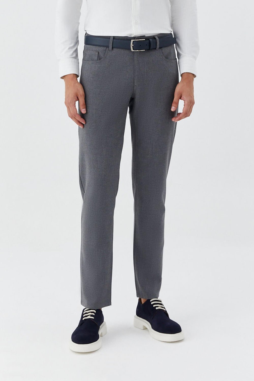 Gri Regular Fit Yan Cepli Jogger Erkek Pantolon