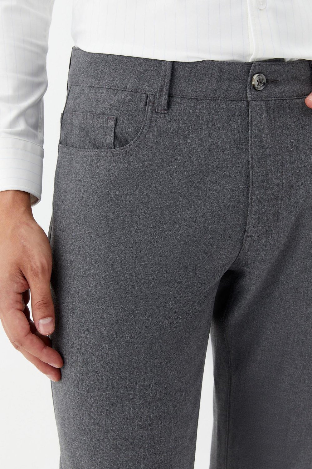 Gri Regular Fit Yan Cepli Jogger Erkek Pantolon