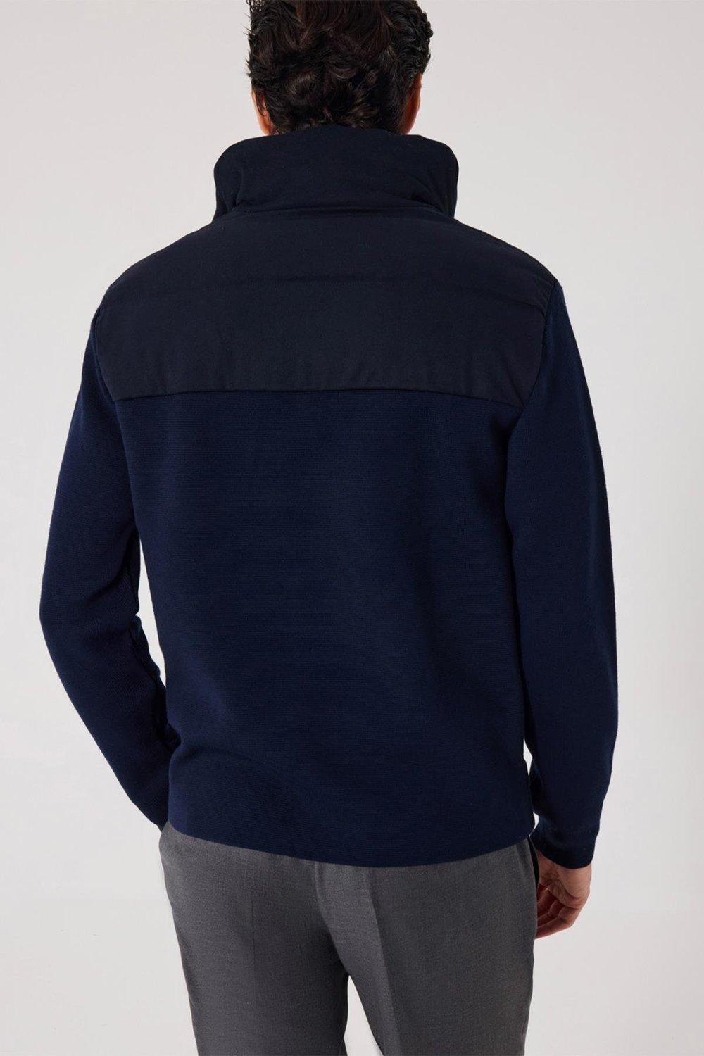 Lacivert Regular Fit Dik Yaka Yün Karışımlı Triko Mont