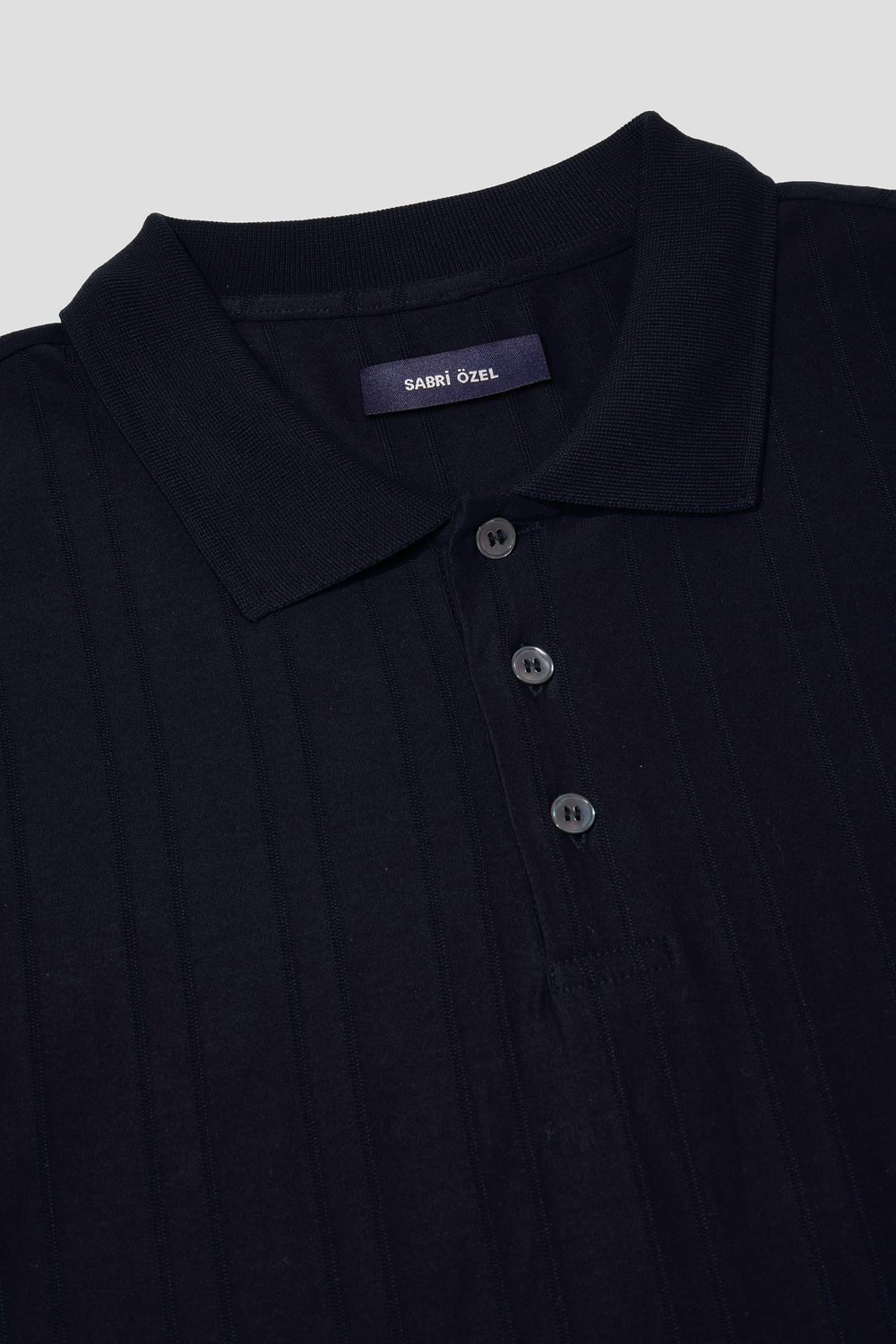Düğmeli Jakar Desenli Polo Yaka Erkek T-Shirt Siyah