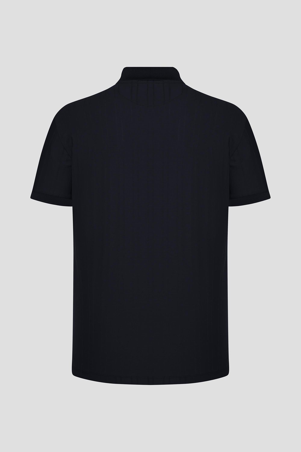 Düğmeli Jakar Desenli Polo Yaka Erkek T-Shirt Siyah