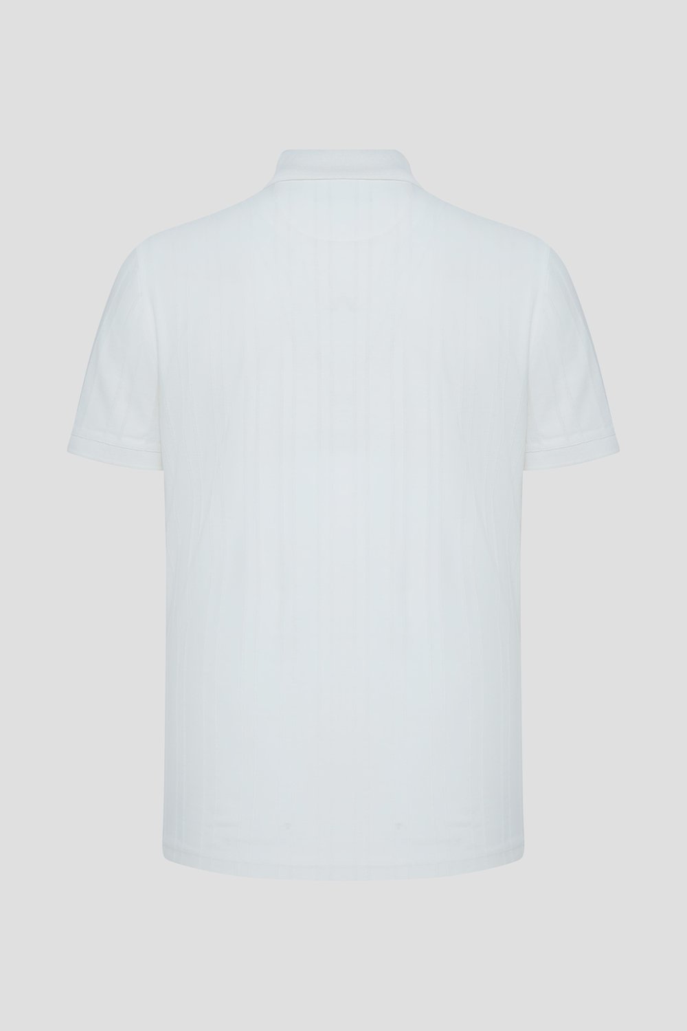 Düğmeli Jakar Desenli Polo Yaka Erkek T-Shirt Beyaz