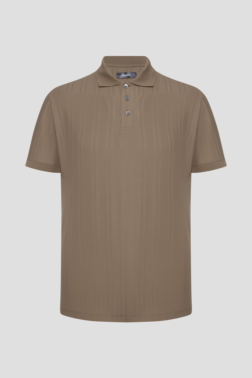 Bej %100 Pamuk Regular Fit Jakar Desenli Polo Yaka T-shirt