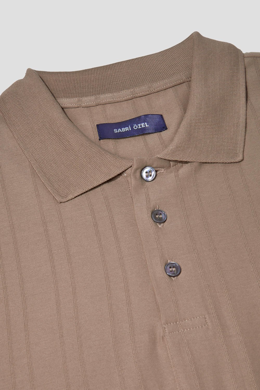 Bej %100 Pamuk Regular Fit Jakar Desenli Polo Yaka T-shirt