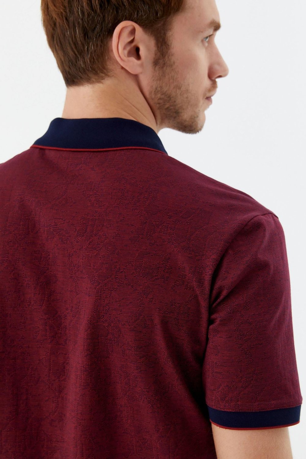 Düğmeli Polo Yaka Desenli Erkek T-Shirt Lacivert