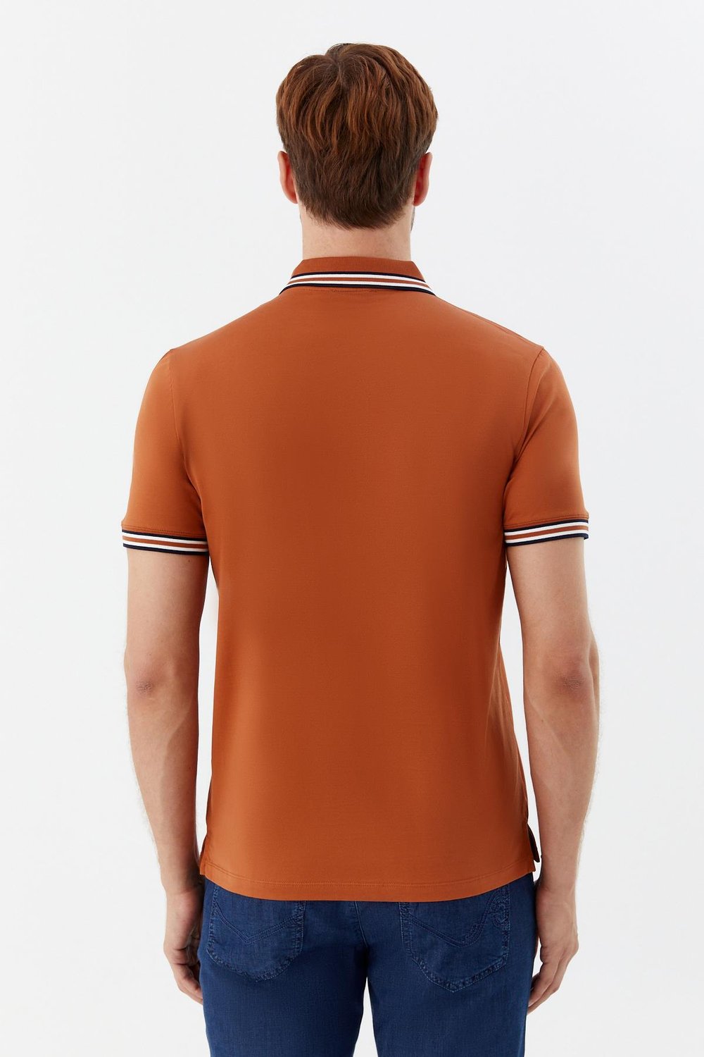 Kiremit Slim Fit %100 Pamuk Düğmeli Polo Yaka T-shirt