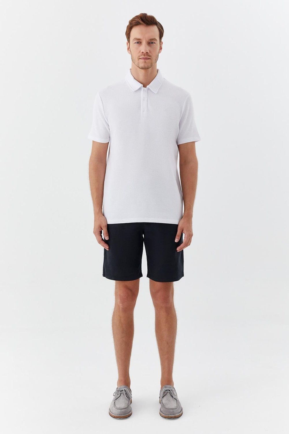 Ekru Düğmeli Polo Yaka Regular Fit Erkek T-Shirt