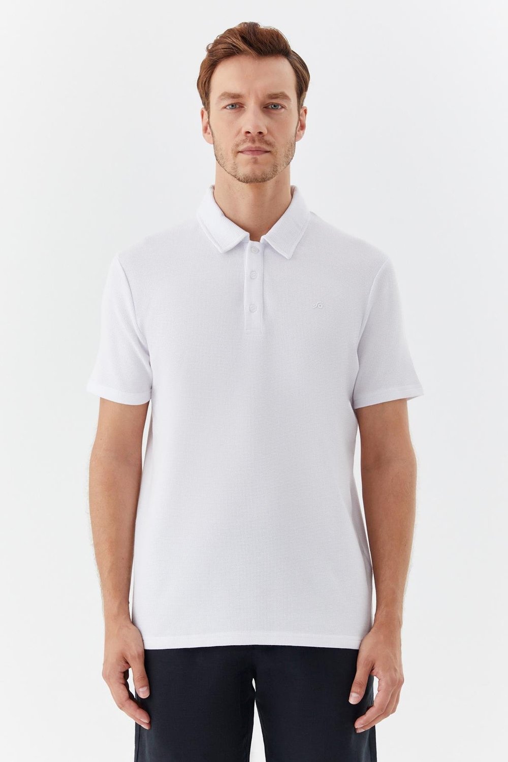 Ekru Düğmeli Polo Yaka Regular Fit Erkek T-Shirt