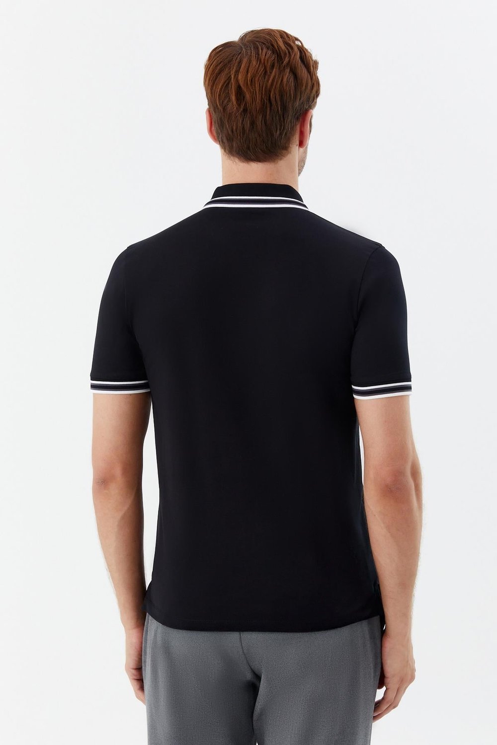 Siyah Slim Fit %100 Pamuk Düğmeli Polo Yaka T-shirt