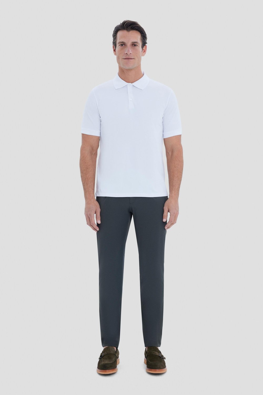 Beyaz Regular Fit Polo Yaka Erkek T-Shirt