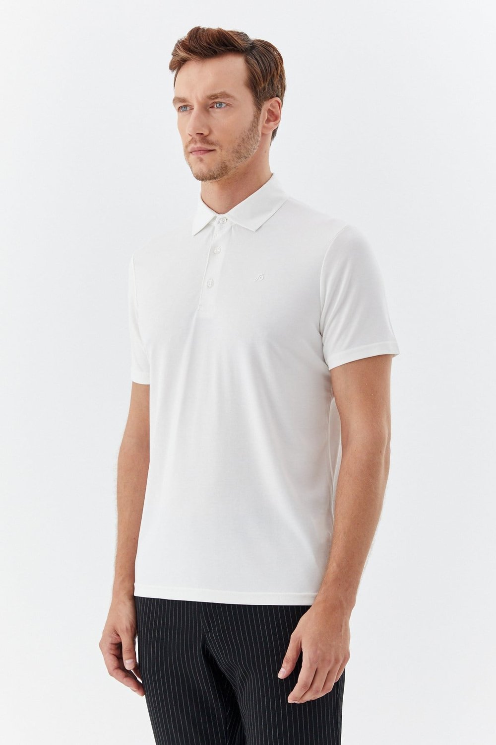 Ekru Modal Regular Fit Polo Yaka T-shirt